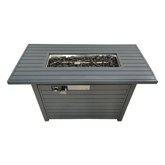 LSI 5'' H x 42'' W Steel Outdoor Fire Pit Table with Lid