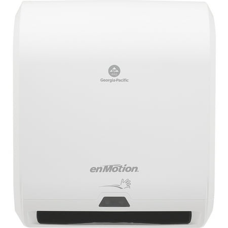 Georgia- Pacific Enmotion�� 10# Automated Touchless Paper Towel Dispenser by GP Pro (Georgia-Pacific)  White  1 Dispenser The enMotion�� 10  Automated Touchless Paper Towel Dispenser brings whisper-quiet  touchless dispensing to your restroom or breakroom. One set of batteries dispenses for 4 years on average  helping reduce the need for maintenance. Hygienic  reliable and efficient  it s an automatic towel dispenser that lets you customize settings for efficient dispensing to meet your unique needs. This sleek  black paper towel dispenser is also available in black (59462A) and gray (59460A). The enMotion�� 10  Automated Touchless Paper Towel Dispenser uses the same refill options as enMotion�� Impulse�� 10  1-Roll Automated Touchless Paper Towel Dispensers (59488A  59487A  59447A) for inventory efficiency. Choose enMotion�� 10  Paper Towel Rolls (89460) or Recycled Paper Towel Rolls (89470  89480  89485  89490). Our recycled paper towels offer sustainable choices that meet or exceed EPA standards and can help earn LEED�� credits. Only available via one-time  lifetime lease agreement with GP PRO or authorized distributor