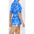 thumbnail image 2 of HAPPY BAY Hawaiian Shirts Womens Casual Summer Button Down Beach Party Blouses Shirt T-Shirt Blouse Short Sleeve Vacation Button up Dress Tee Shirts for Women M Allover Palm, Blue, 2 of 5