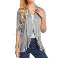 thumbnail image 3 of STARVNC Women Open Front Half Sleeve Pleated High-Low Hem Cardigan, 3 of 5