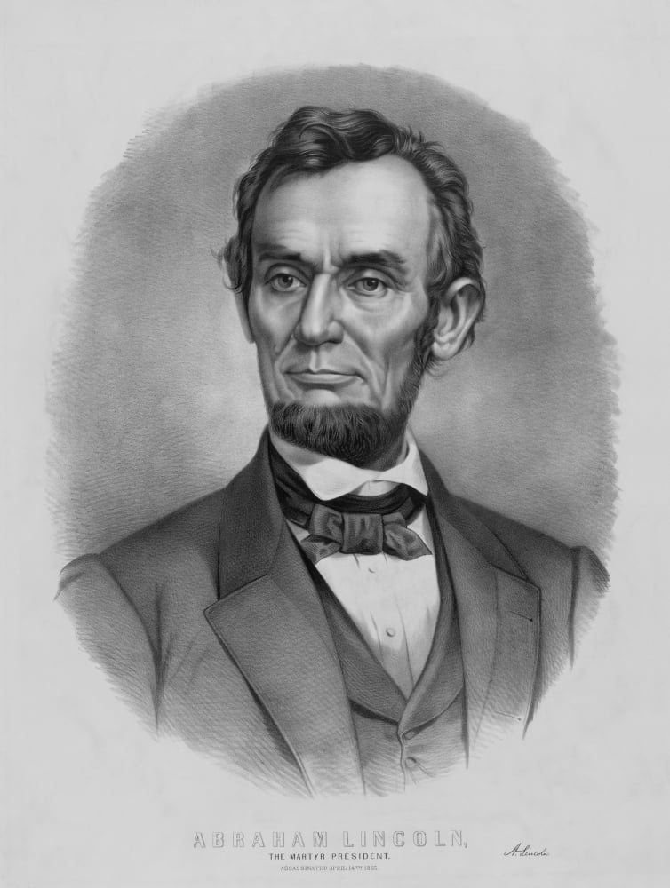Digitally restored vintage Abraham Lincoln print Poster Print (12 x 16