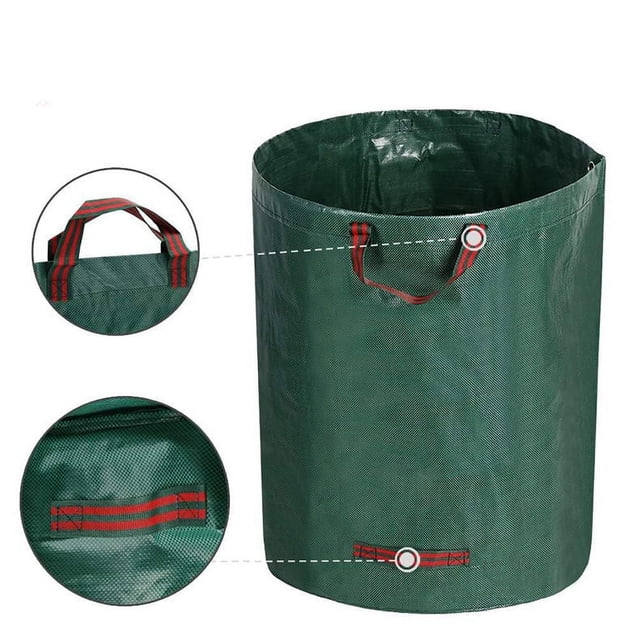 Paquete de 2 bolsas de jardín para césped de 72 galones, bolsa de basura reutilizable con guantes de jardinería, contenedores de basura, bolsa para recortes de plantas con asas