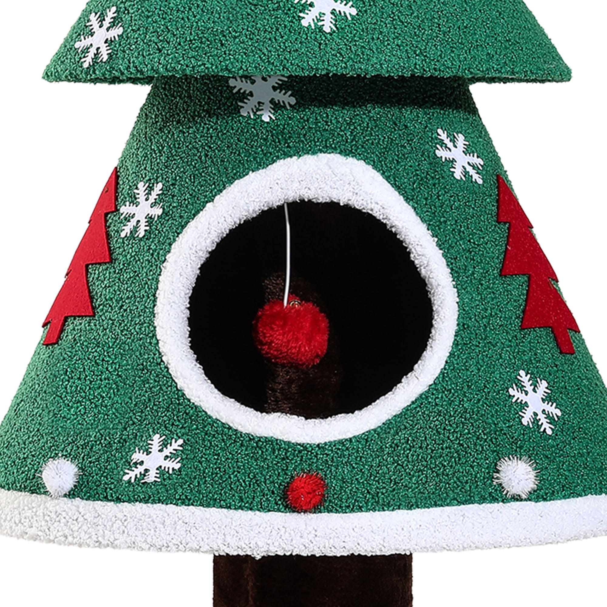 Uforic 47" Christmas Cat Tree Tower, Cat Condo with Teaser Ball, Green