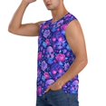 thumbnail image 3 of Pofeuu blue Skull purple flower1 Print Men's Muscle T-Shirt, Sleeveless, Muscle Tank, Classic Muscle Tee Top For Men Casual Sleeveless Muscle T-Shirt Trendy Clothes-Small, 3 of 7