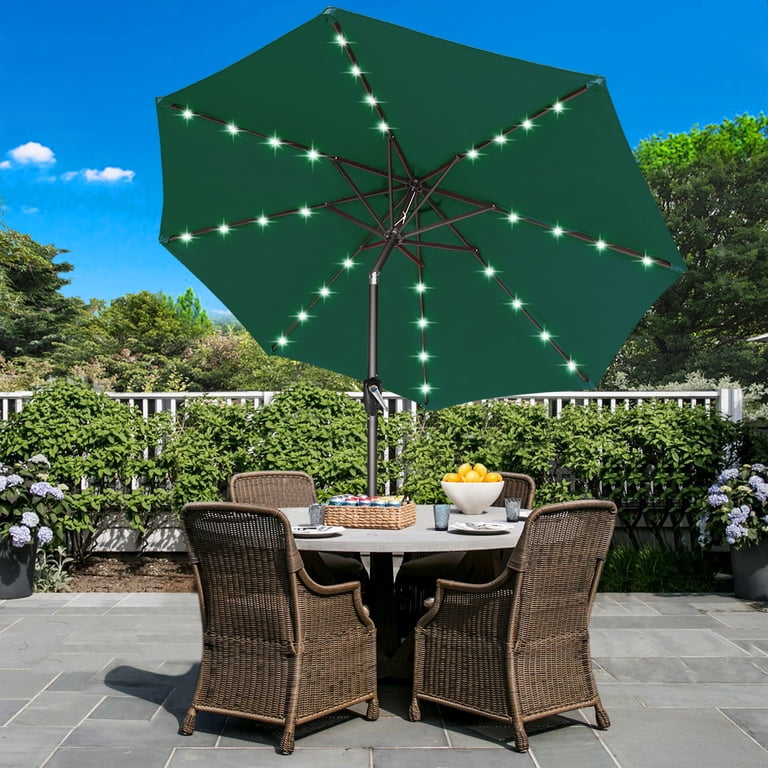green patio umbrella with lights ABCCANOPY Solar Led 32 9FT(Forest Green) sided patio umbrella offers a generous shading area of up to 133 sq ft when fully open Nature Spring 10' Patio Umbrella