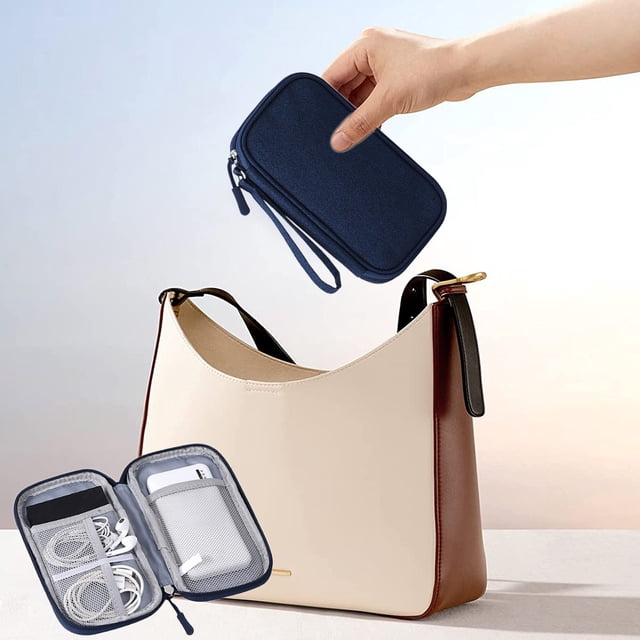 Meitianfacai Hard Travel Electronic Organizer Case for Power Adapter Chargers Cables Power Mouse Hard Drive USB Flash Disk Small Portable Accessories Bag,7.48x4.33x1.38in