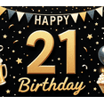 thumbnail image 4 of Yatrandify Golden Theme Happy 21 Birthday Banner Decorative Design Party Celebration Event Decoration for Adult Birthday Beer Celebration Milestone Party, 4 of 8