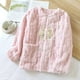 thumbnail image 1 of Pijama de manga larga para mujer, de franela, con estampado de manga larga, térmico, con bolsillo, de poliéster, 1 of 3