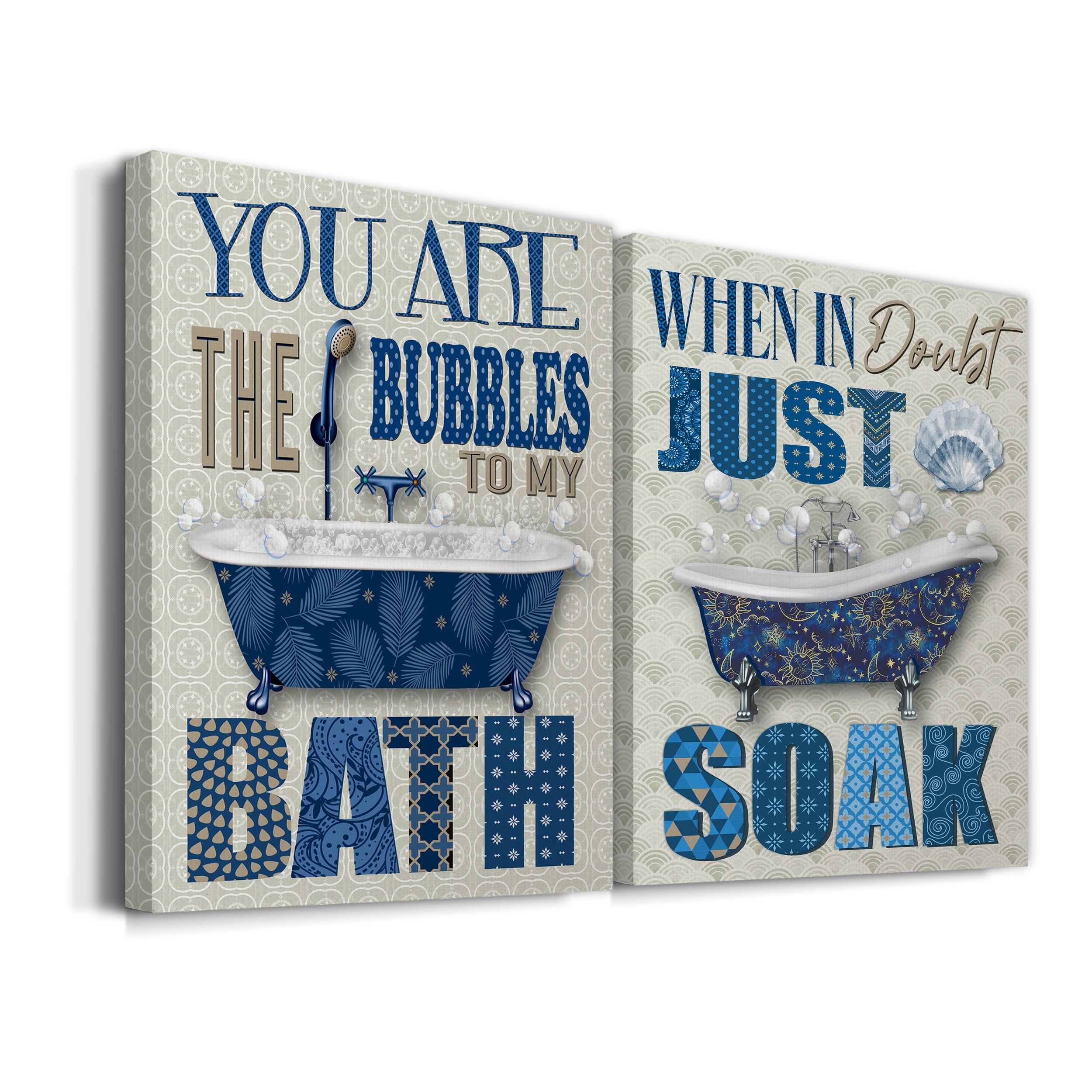 Bubble Bath Premium Gallery Wrapped Canvas - Ready to Hang - Set of 2 - 24 x 36 Each