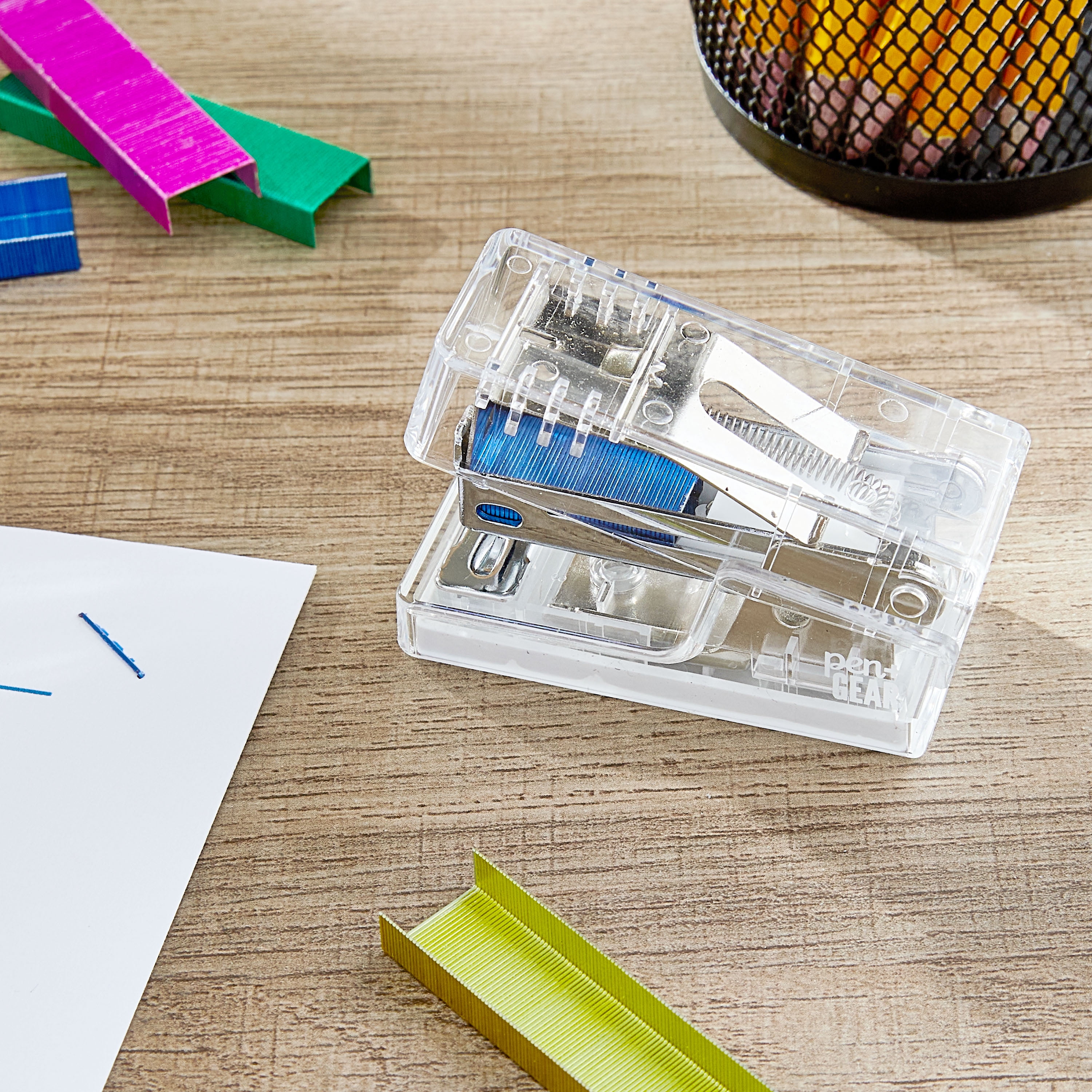 (3 pack) Pen+Gear Mini Stapler with Staples, Clear