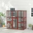 thumbnail image 2 of PawHut Grande Cage Extérieure en Bois pour Chat Rouge Vin, 2 of 10