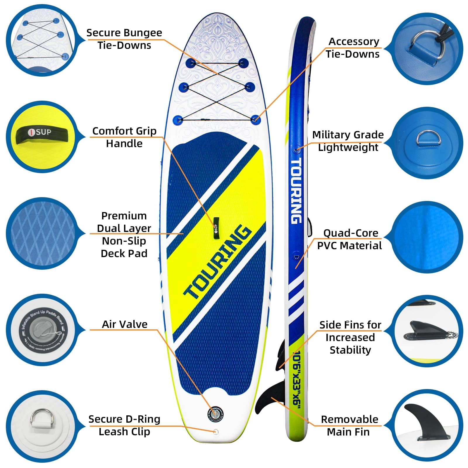 Inflatable Stand Up Paddle Boards, with SUP Paddle Board Accessories, Wide Stable Design, Non-Slip Comfort Deck for Youth & Adults