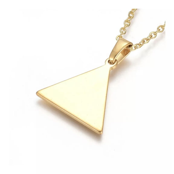 QQTDFG Stainless Steel Pendant Necklace Chain Lobster Triangle Gold 17.5" 1.5mm A231-default