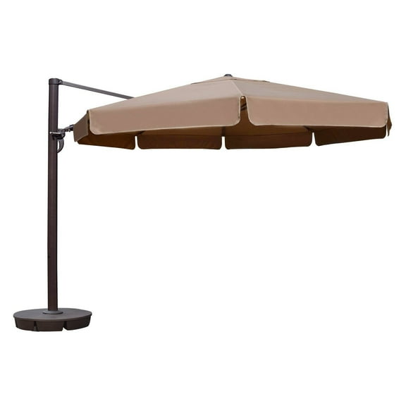 Island Umbrella Victoria 13-ft Octagonal Cantilever Patio Umbrella with Valance in Stone Sunbrella® Fabric