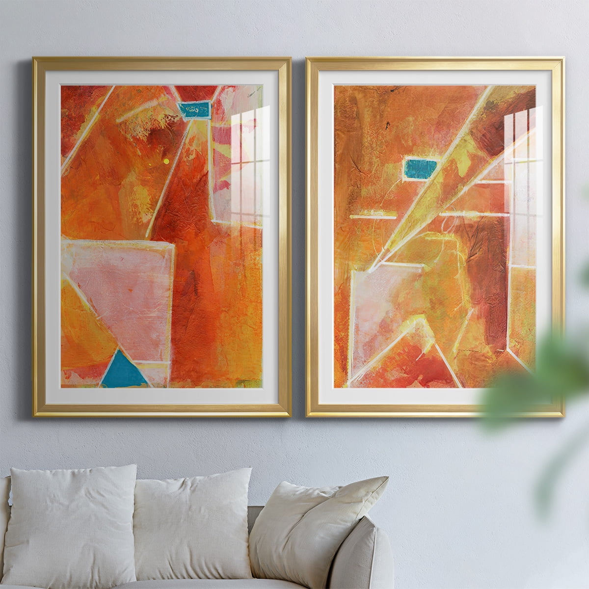 Wexford Home Primary Connection V Premium Framed Print, 26.5" x 36.5" - Ready to Hang, Gold (Set of 2)