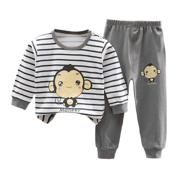 Duqingm Toddler Baby Outfit Boy Girl Crew Sweatshirt and Pants Set Fall Baby Clothes (Grey,6-12 Months)
