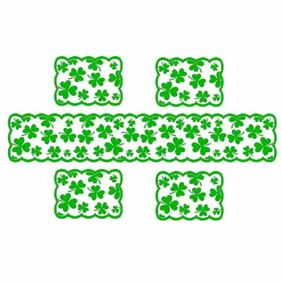 HANXIULIN Irish Festival Shamrock St. Patrick's Day Table Decoration Mats Placemats Set Table Cloth 13 x 72 inch, Green