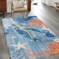 thumbnail image 3 of Sea Corals Turtle Washable Area Rugs 2.7'x5', Summer Beach Sea Stars Blue Stripes Low Pile Throw Living Room Rug Non-Slip Sturdy Edge Binding Carpet for Indoor Entryway Bedside Kitchen, 3 of 9