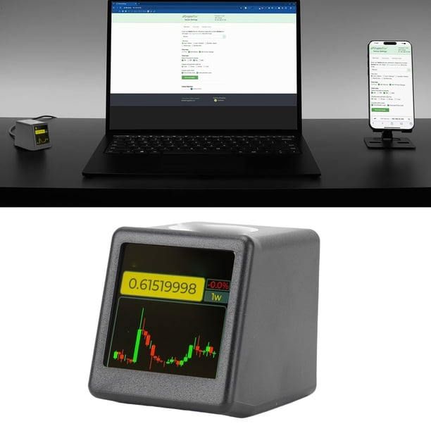 Ticker De Acciones De Bitcoin, Reloj Digital Compacto Con Pantalla De Precios Criptográficos WiFi Con Pantalla De Clima, Temperatura Y Humedad Para Mesa De Noche De Escritorio