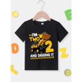 thumbnail image 2 of I'm Two And Digging It & Cartoon Digger Graphic Print Boys Funny Creative T-shirt, Comfortable Crew Neck Top, Kids Summer Clothing, 2 of 6