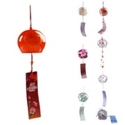 MEGAWHEELS Japanese Wind Chimes Romantic Flower Small Wind Bells Christmas Decoration Handmade Glass Japanese Style Pendant for Birthday Gift Home Decors