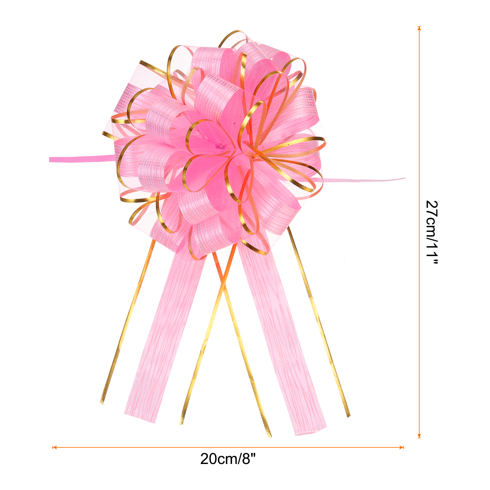 20pcs 8 Inch Large Pull Bow Gift Wrapping Bows Ribbon Organza Pink for Wedding Presents Christmas Party