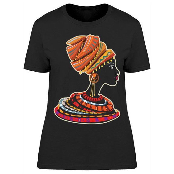 Black Woman Ethnic Head Wrap T-Shirt Women -Image by Shutterstock, Female XX-Large