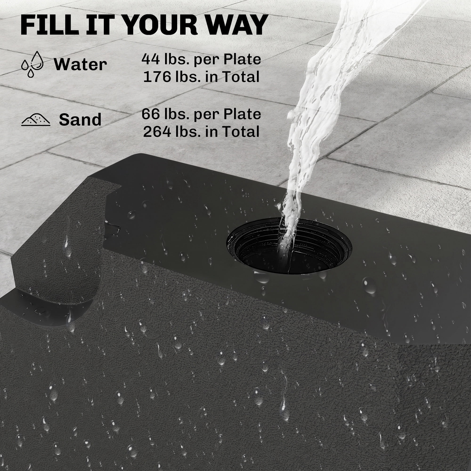 Outsunny 4-Piece Heavy Duty Cantilever Offset Umbrella Stand Base Weight, 264 lb. Capacity, Easy to Fill with Water or Sand