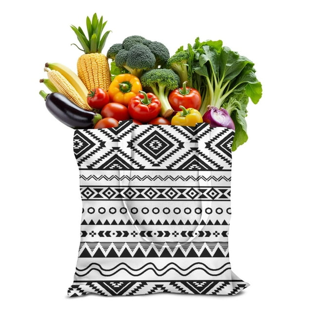 Symmetrical Wood Grain Canvas Tote – Rustic Reusable Shopping Bag