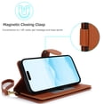 thumbnail image 6 of Wallet Case for iPhone 16, RFID Blocking Flip Cover with 7 Card Slots, Cash Compartment, Magnetic Closure, and Hands-Free Stand, Slim Protective Phone Case with Wrist Strap,Brown, 6 of 6