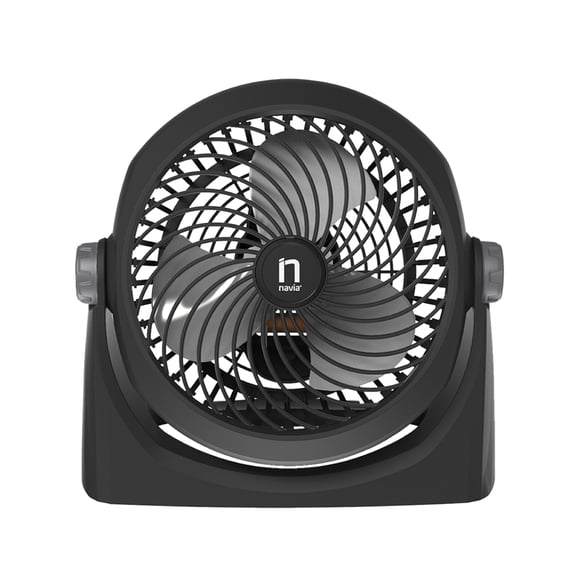 Navia CEN-1010 Ventilador Escritorio o Piso, 3 Velocidades, Cabezal 360°, Silencioso y Potente, Negro, 10"