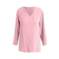 thumbnail image 4 of DuoJiaJ Womens Long Sleeve Shirts V Neck Tops Casual Fall T Shirts Loose Fit Basic Top Red L, 4 of 4