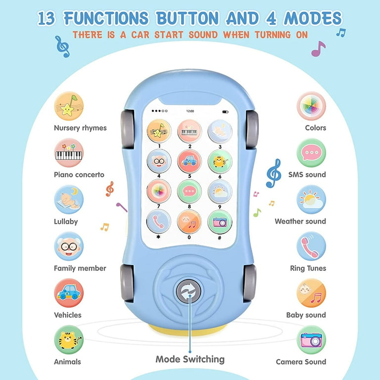 Homaful Baby Cell Phone Toy Phone Toys with Star Projector Music Baby Toys Learning Education Musical Car Toys Best Christmas Birthday Gifts