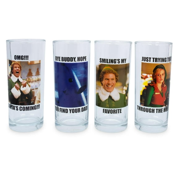 Elf Quotes 10-Ounce Tumbler Glasses | Set of 4
