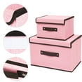 thumbnail image 3 of JeashCHAT Clearance 2 Pcs Foldable Storage Boxes with Lids (Large + Small), Fabric Storage Bins with Handle, Closet Organizer for Clothes Storage, Toy Box for Nursery Playroom, Pink, 3 of 6