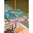thumbnail image 2 of Outdoor Tablecloth with Umbrella Hole for Patio/Picnic/Party/Camping, Turtle Coastal Waterproof Table Cloth Square Cover Washable, Summer Beach Coral Seahorse Green Wooden Retro (60"x 60"), 2 of 8