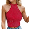 thumbnail image 4 of Sngxgn V Neck Tank Top for Women Camisole Shirt Blouse Sleeveless(Red,S), 4 of 4