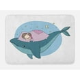 thumbnail image 1 of Whale Bath Mat, Hand Drawn Style Little Girl is Sleeping on a Whale Cozy Bed in the Night Sea, Non-Slip Plush Mat Bathroom Kitchen Laundry Room Decor, 29.5 X 17.5 Inches, Blue Lilac Yellow, Ambesonne, 1 of 2
