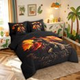 thumbnail image 2 of meiyoeat Vintage Dino Full Size Bedding Sets for Men Boys, Volcanic Wildlife Full Size Bed in a Bag, Black Orange, Black Reversible, 7 Pieces, 2 of 5