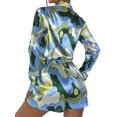 thumbnail image 4 of TRKIYQC Traje de 2 piezas para mujer, blusa con botones de solapa de manga larga abigarrada, pantalones cortos de cintura alta, ropa informal suelta acogedora para mujer TRKIYQC moda, 4 of 5