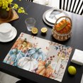 thumbnail image 4 of Orange Blue Grey Pumpkins Fall Placemats Set of 4, Thanksgiving Botanical Rustic Washable Wipeable Table Mats for Dining Tables, Indoor Outdoor Kitchen Place Mats for Holiday Party Table Decor, 4 of 9