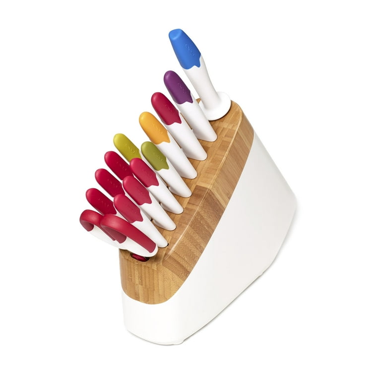 Reo Fourteen Piece Multi-Color Plastic Knife Block Set