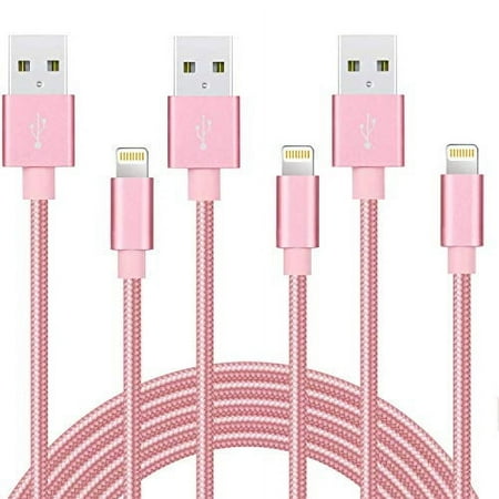 2 Meter Phone Charger Cable  6FT Nylon Braided USB Fast Charging Cable Cord Compatible with Smart Phone X Case/8/8 Plus/7/7 Plus/6/6s Plus/5s/5 iPad Mini MAX Case - Pink Rose Gold (3-Pack) price history on PriceWatchPro