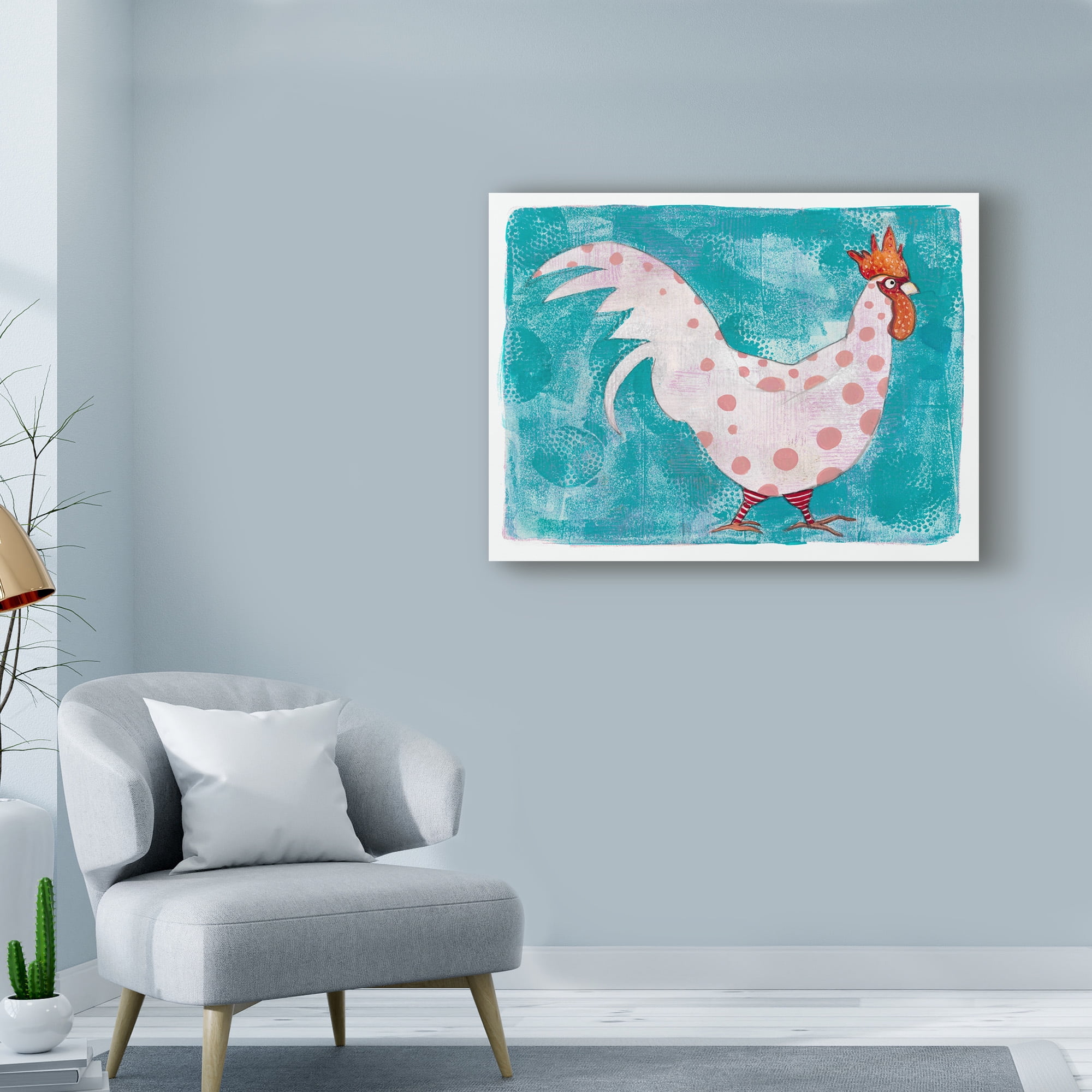 Trademark Fine Art 'White Rooster With Red Socks' Canvas Art by Maria Pietri Lalor