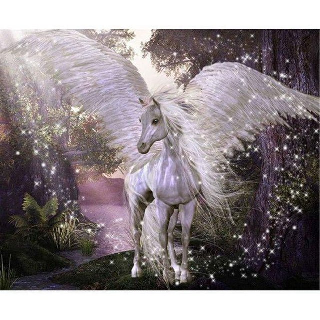 Diamond painting Unicorn shape 5D diamond painting Full set small pictures DIY diamond painting (Unicorn, white, 30 x 40 cm),