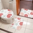 thumbnail image 5 of Summer Marine Life Bathroom Rugs Set Graffiti Red Coral Shell Conch Blue Starfish Non Slip Absorbent Soft Bath Mats 3 Piece Set with Bathroom Rug, U-Shaped Floor Mat, Toilet Seat Cover Large Size, 5 of 9