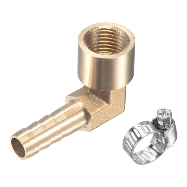 Unique Bargains Raccord de Tuyau en Laiton Filetage Femelle 8mm x G1/4 avec Collier de Serrage en Acier Inoxydable