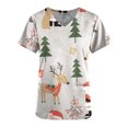 thumbnail image 5 of Pntutb, blusas con cuello en V y manga corta a la moda para mujer, blusa de bolsillo con estampado de uniforme de trabajo, tops Pntutb Pntutb-2929, 5 of 5