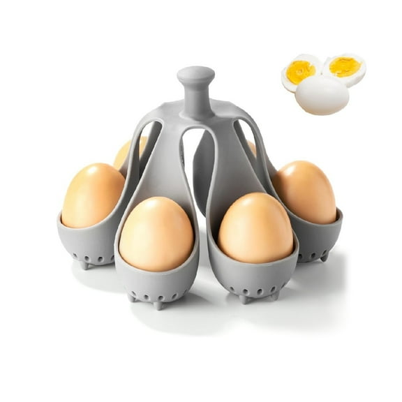 Silicone Egg Boiler Rack,Kitchen Gadget Egg Poaching Boiling Cooker Rack,1Pack Egg Holder with 6-Capacity for Kitchen,Home,Campers