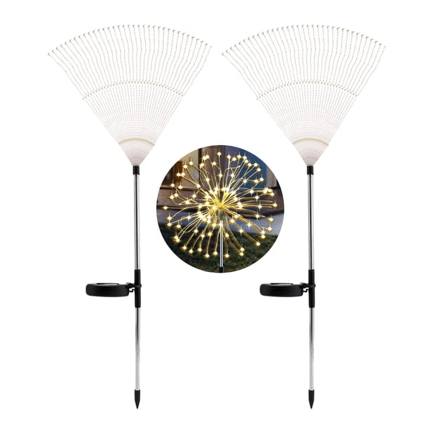 Irfora Paquete de 2 luces solares de fuegos artificiales para bricolaje, luz LED para césped, jardín, luces solares, 8 modos de luz, decoración al aire libre, luz para camino, pasarela, césped, patio, Irfora Luces led